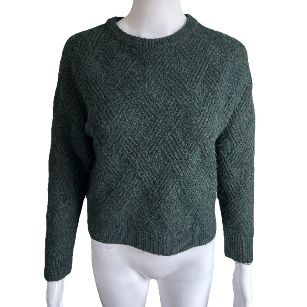 Tradlands Fisherman Sweater Womens XXS Wool Blend Textured Knit Green